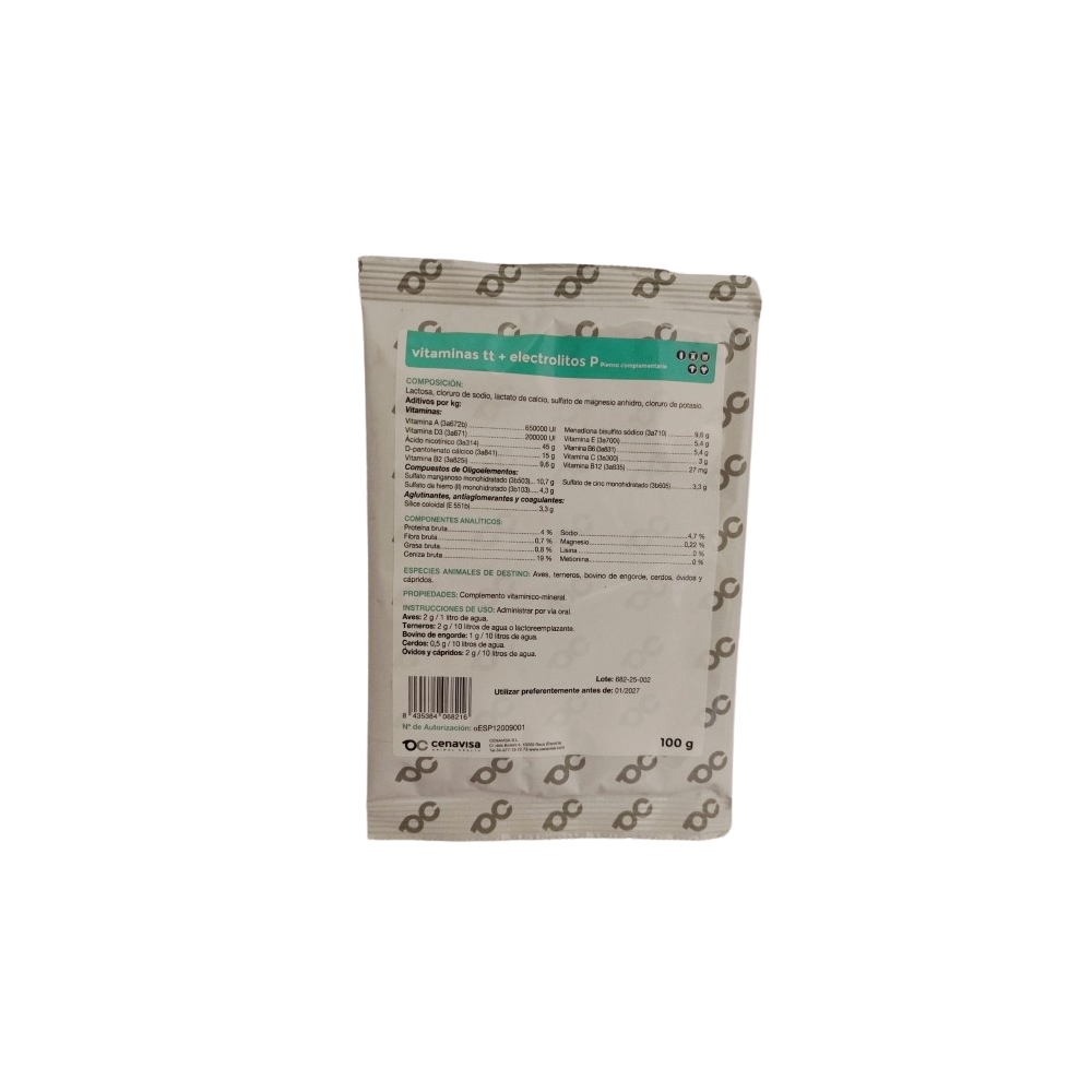Cenavisa Vitaminas TT contra el Estrés Térmico 100 g | Suplemento con Electrolitos para Altas Temperaturas