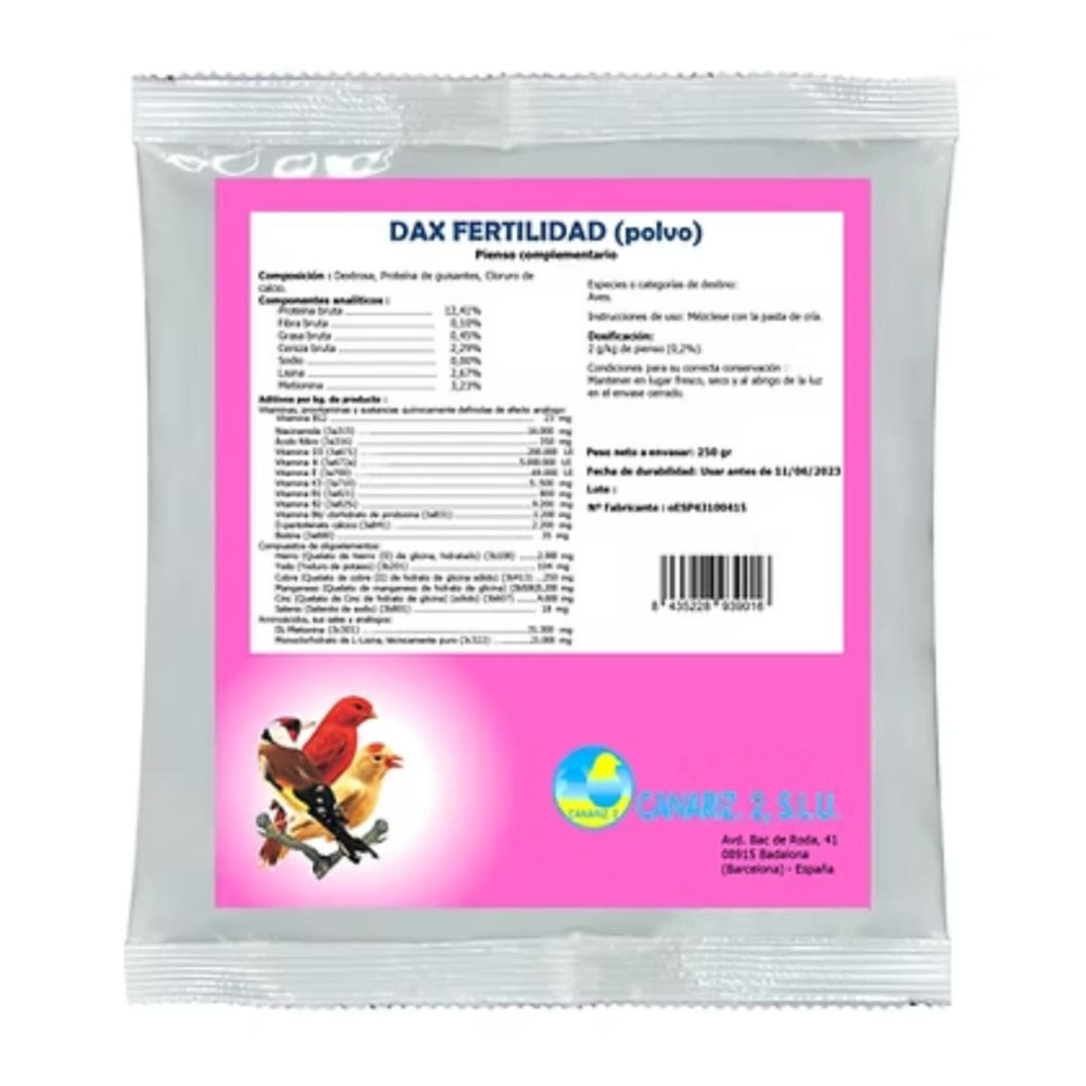 DAX Fertilidad Multivitaminas 250 g – suplemento para fertilidad y vitalidad en aves