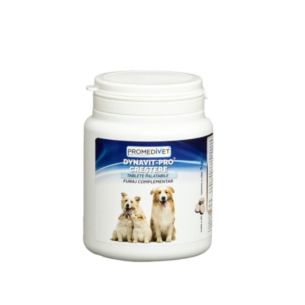 Dynavit Pro Crecimiento: Multivitamínico y Mineral para Perros | 40 Tabletas de 5g