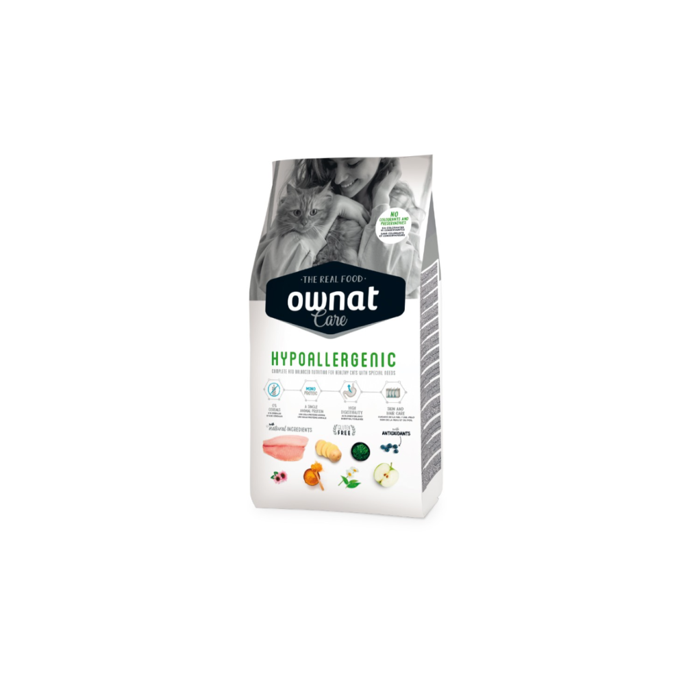 OWNAT GATO CARE HYPOALLERGENIC 1,5 kg | Dieta Monoproteica para Digestiones Sensibles