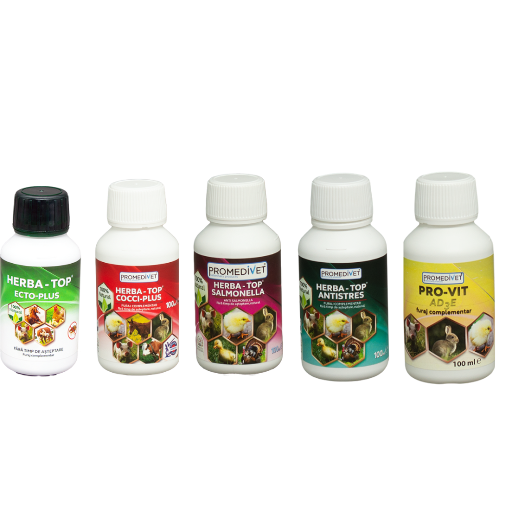 Pack Preventivo Gallinas Herba-Top 5 x 100 ml | Salud Natural Sin Tiempo de Espera