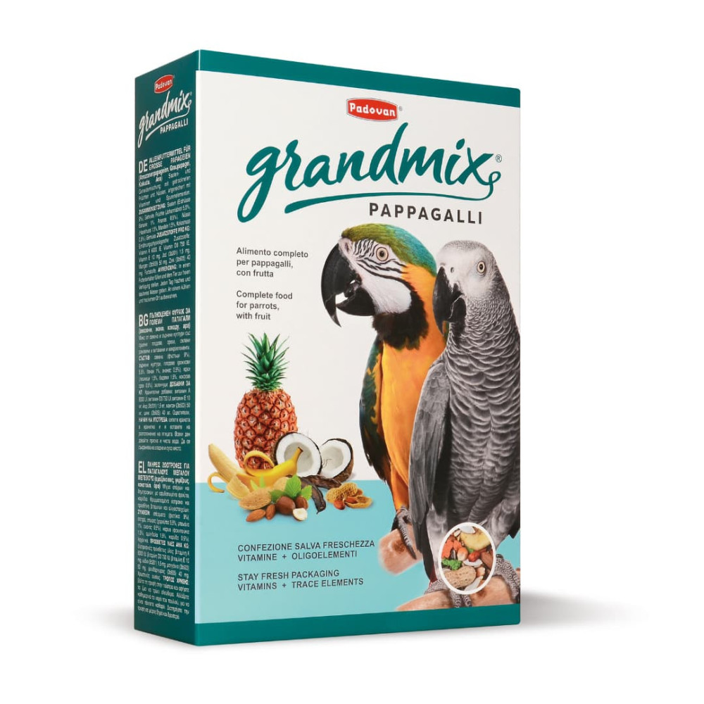 Mezcla Premium para Loros Padovan GrandMix – 600 g | Con Fruta, Frutos Secos y Vitaminas
