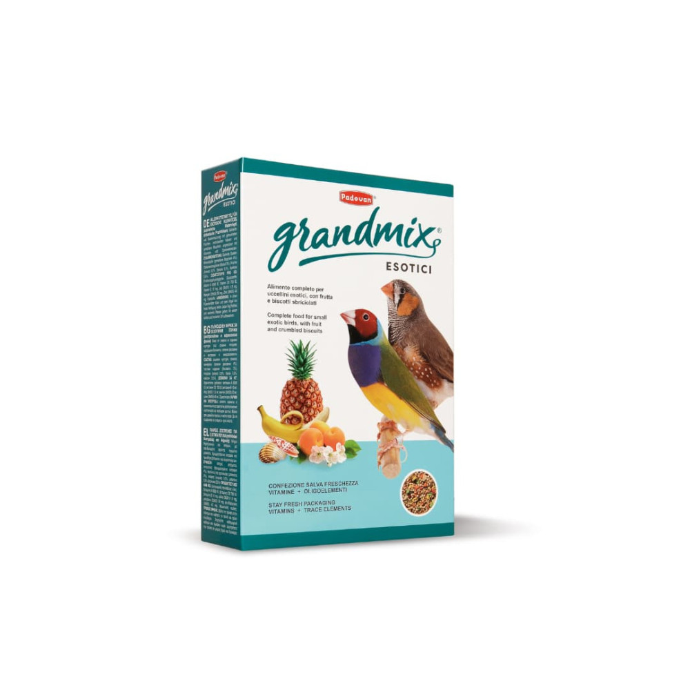 Mezcla Premium para Aves Exóticas Padovan GrandMix – 400 gr | Dieta Completa con Fruta y Vitaminas