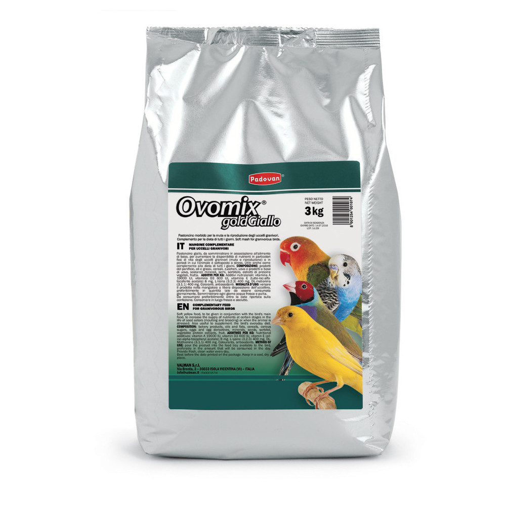 Pasta de Cría Amarilla Ovomix Gold Giallo Padovan – 3 kg | Suplemento Nutritivo con Huevo y Miel