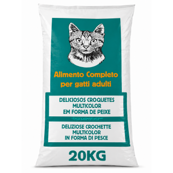 Alimento Completo para Gatos Adultos 20 kg | Croquetas Multicolor con Forma de Pescado