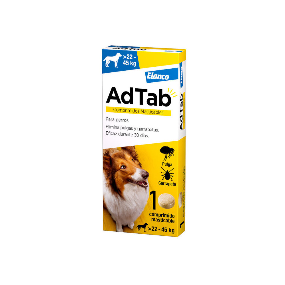 AdTab Comprimidos Masticables Antiparasitarios para Perros 22 - 45 kg 1 ud.|Antiparasitario Oral contra Pulgas y Garrapatas