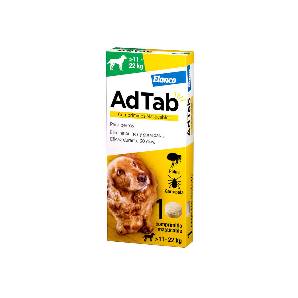 AdTab Comprimido Masticable para Perros 11-22 kg 1 ud. | Antiparasitario Oral contra Pulgas y Garrapatas