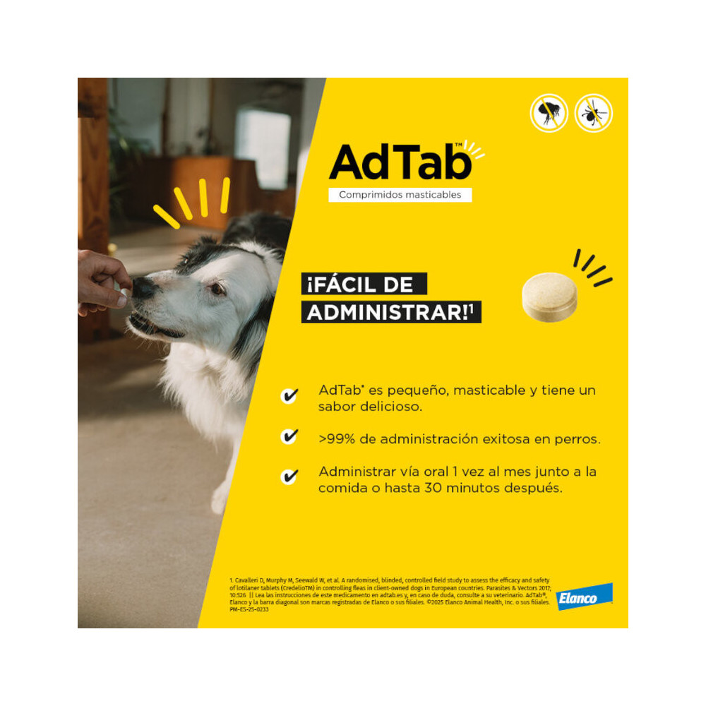 AdTab Comprimidos Masticables Perro 5,5–11 kg | Antiparasitario Oral contra Pulgas y Garrapatas