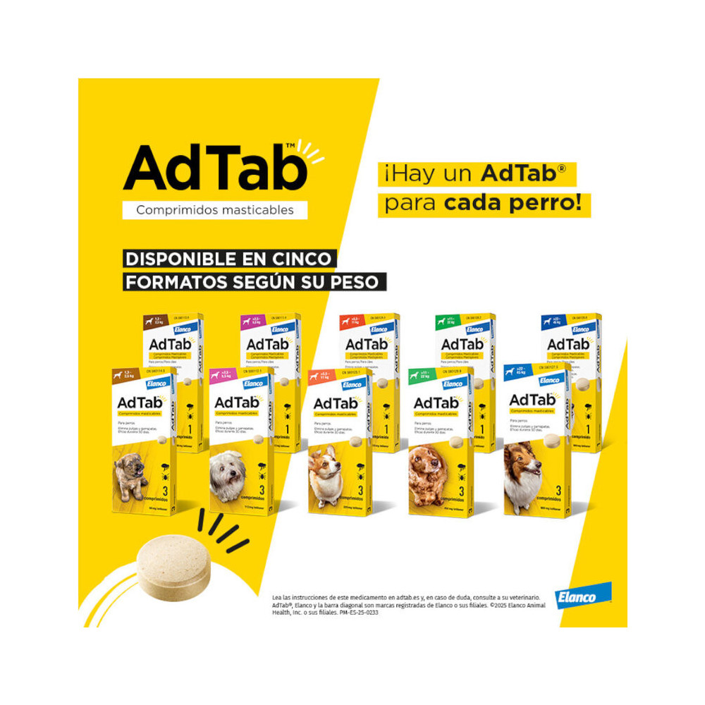 AdTab Comprimidos Masticables Perro 5,5–11 kg | Antiparasitario Oral contra Pulgas y Garrapatas