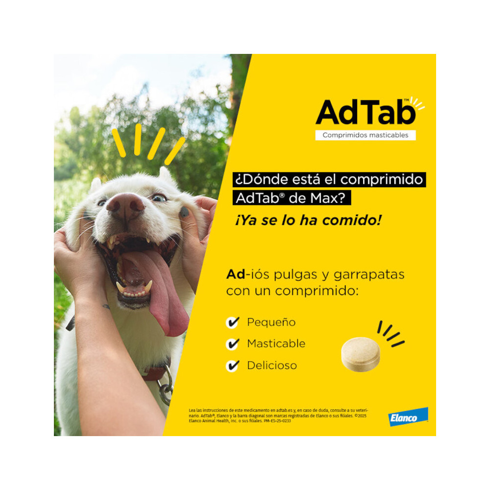 AdTab Comprimidos Masticables Perro 5,5–11 kg | Antiparasitario Oral contra Pulgas y Garrapatas