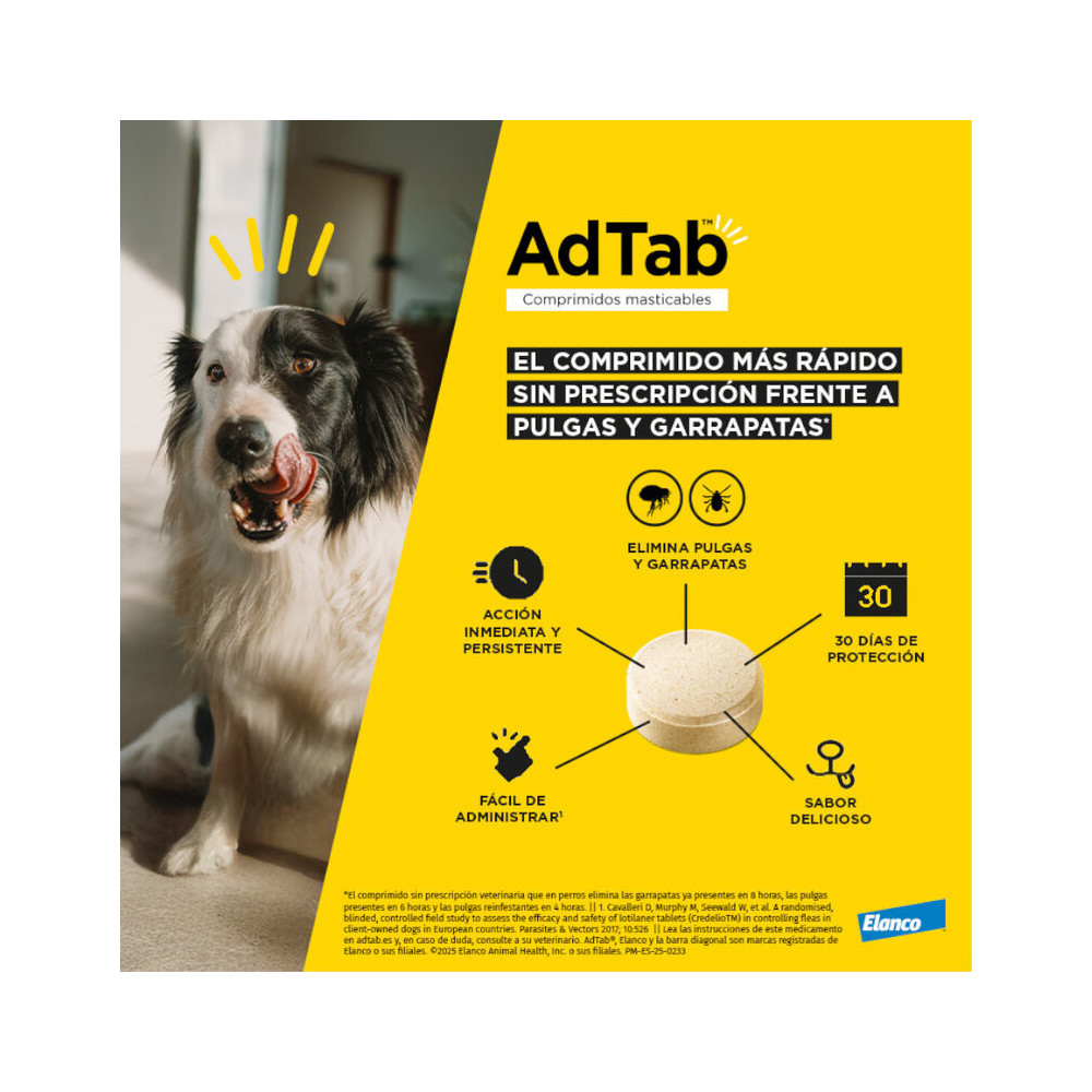 AdTab Comprimidos Masticables Perro 5,5–11 kg | Antiparasitario Oral contra Pulgas y Garrapatas