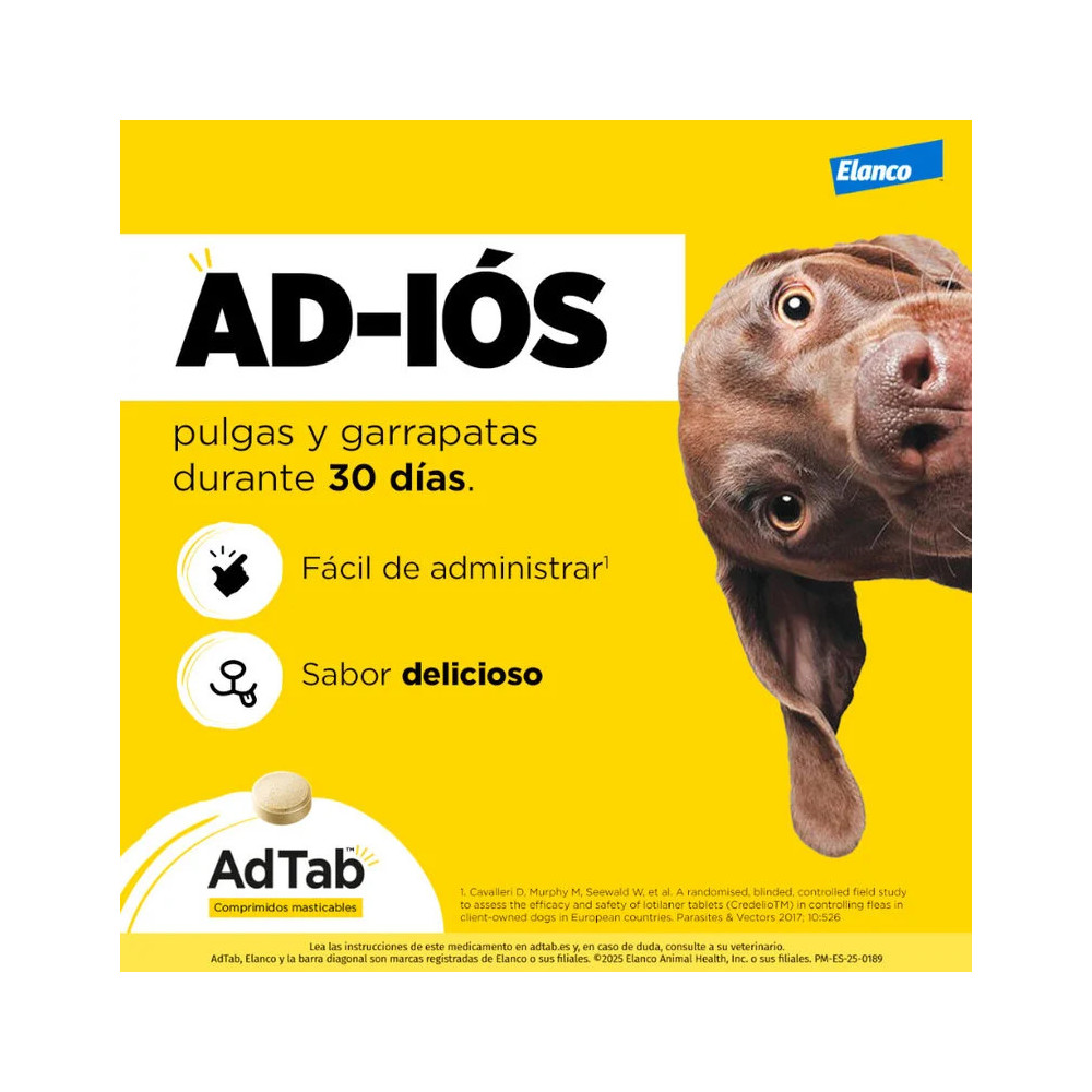 AdTab Comprimidos Masticables Antiparasitarios para Perros 22 - 45 kg 1 ud.|Antiparasitario Oral contra Pulgas y Garrapatas