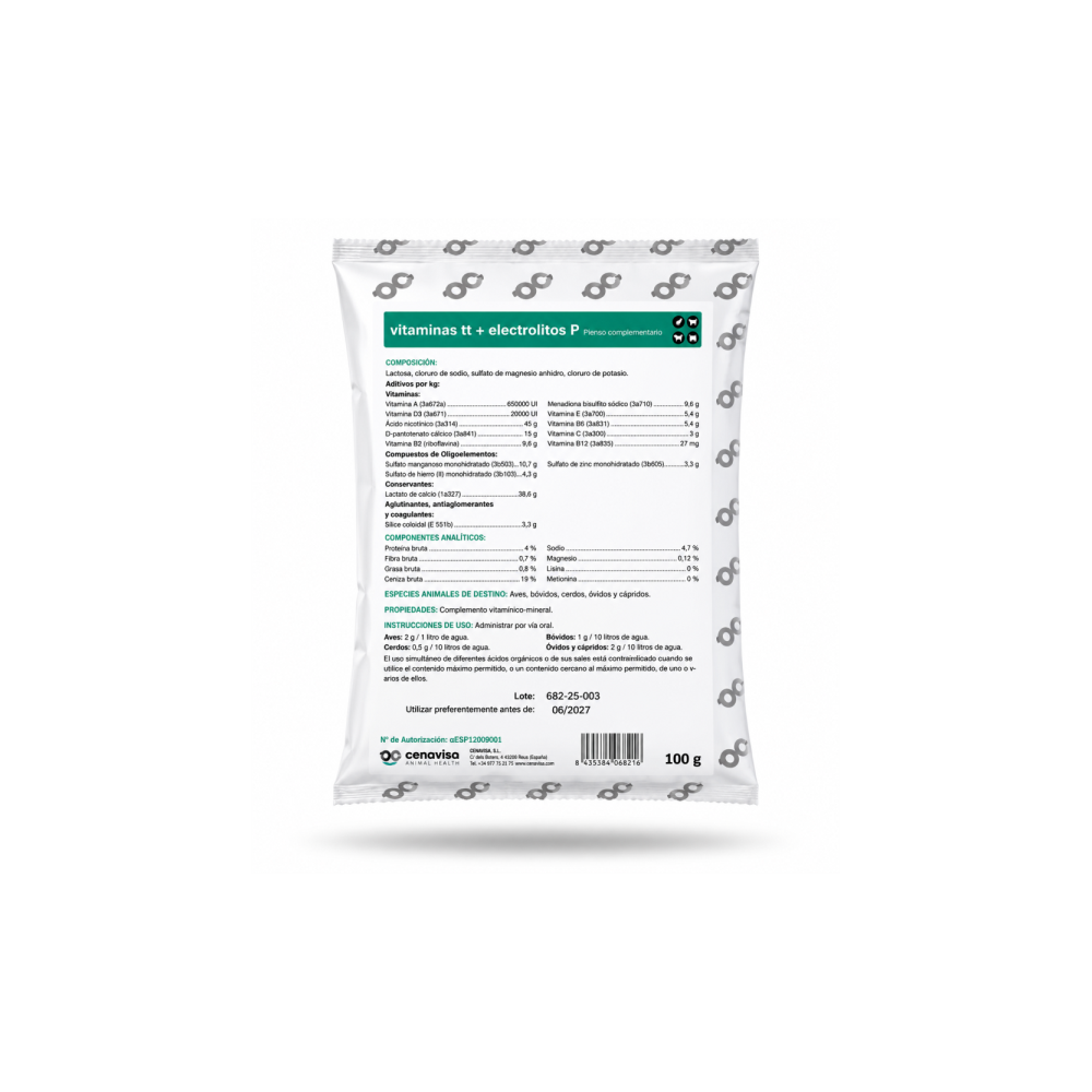 Cenavisa Vitaminas TT contra el Estrés Térmico 100 g | Suplemento con Electrolitos para Altas Temperaturas