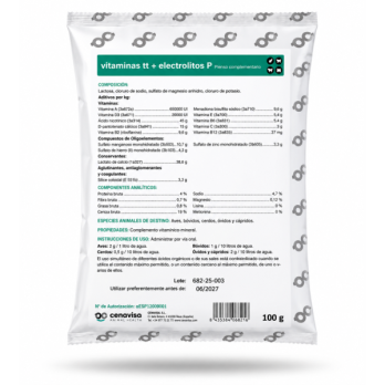 Cenavisa Vitaminas TT contra el Estrés Térmico 100 g | Suplemento con Electrolitos para Altas Temperaturas