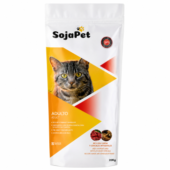 SojaPet Gato Adulto 20 kg | Pienso Completo para Gatos Adultos con Carne y Cereales