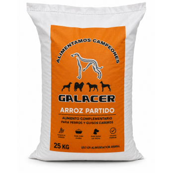Galacer Arroz Partido 25 kg | Alimento Complementario para Perros y Guisos Caseros