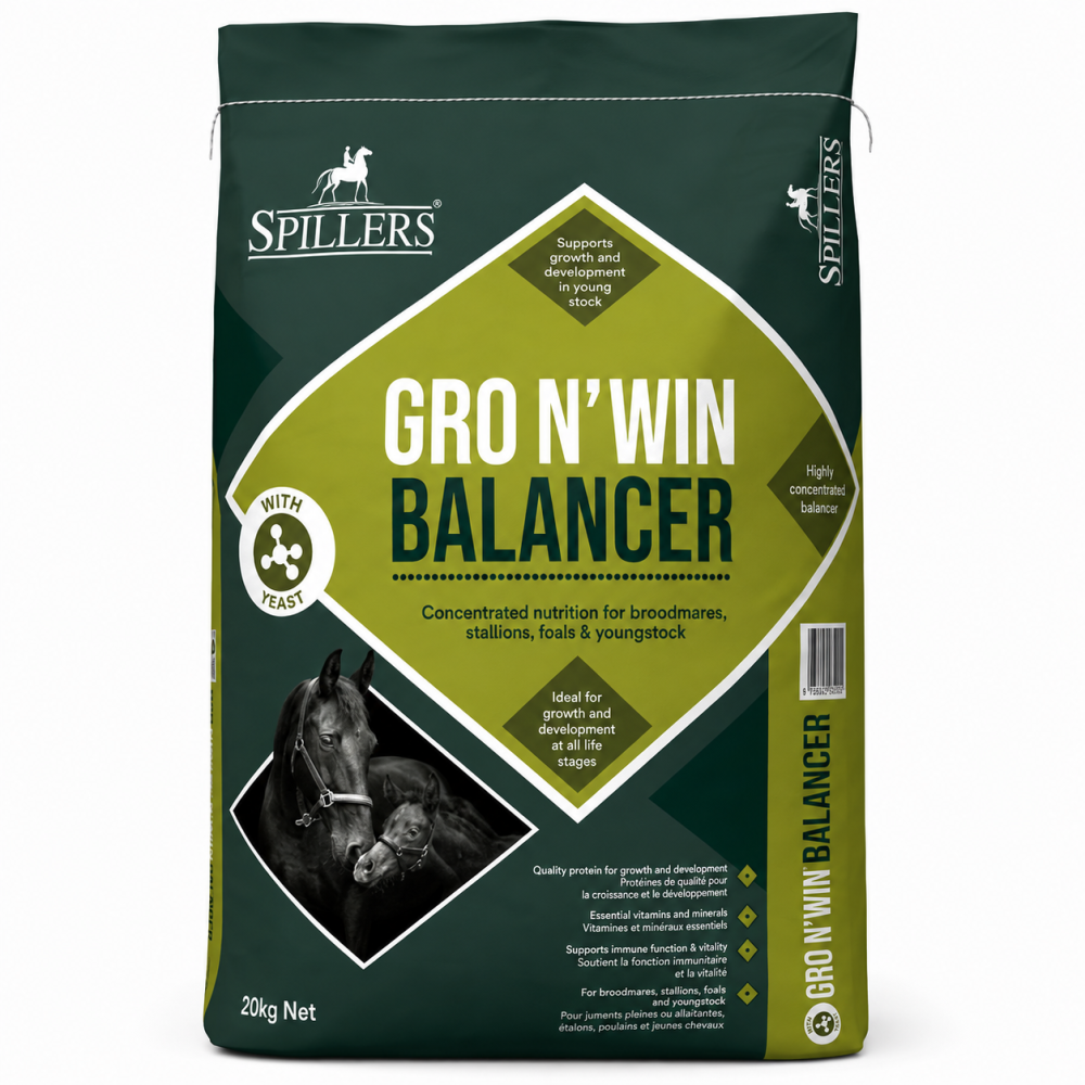 SPILLERS Gro 'N Win 20 kg | Alimento Concentrado para Potros, Yeguas y Caballos en Desarrollo