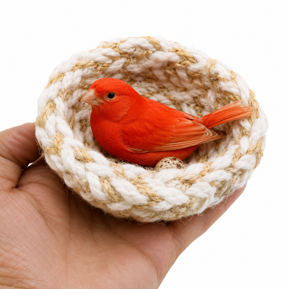 Nido Artesanal de Yute y Algodón para Canarios y Jilgueros 9cm | Calidad Superior