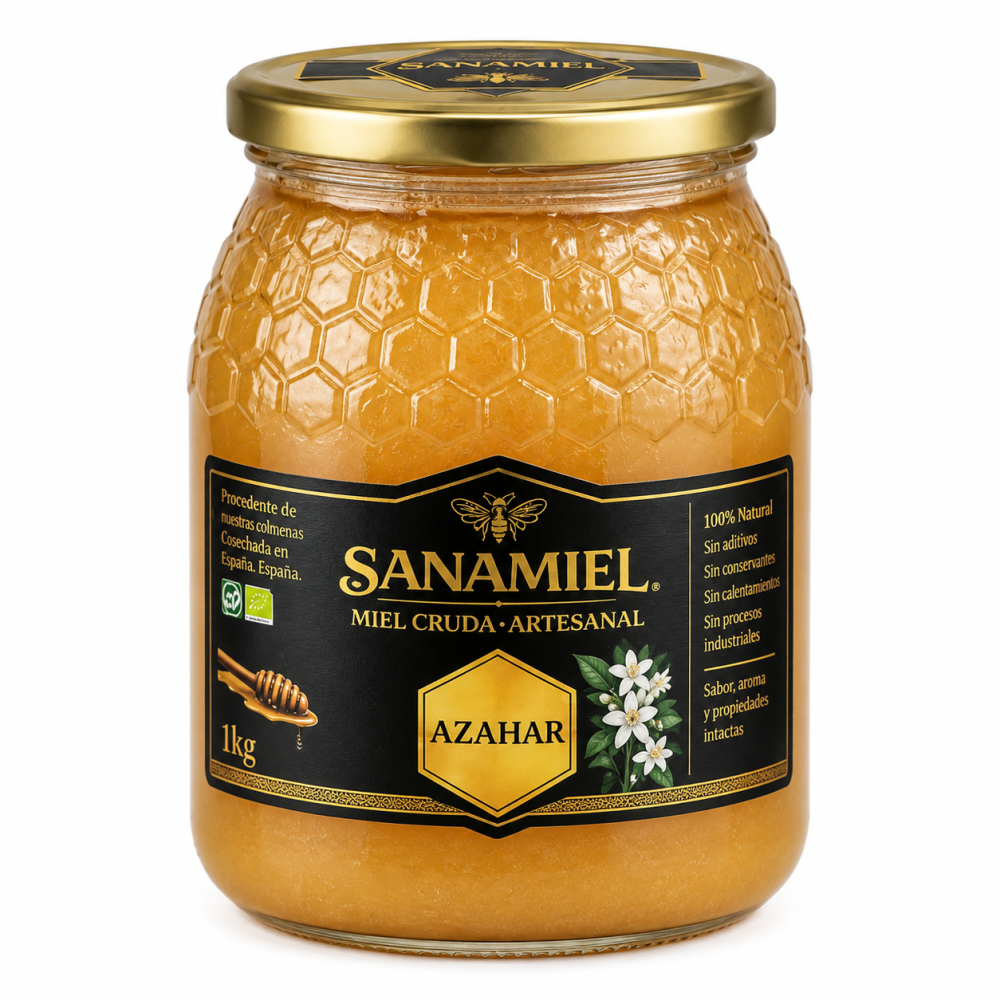 Sanamiel Miel Cruda Artesanal Azahar 1 kg | Miel Natural de Azahar